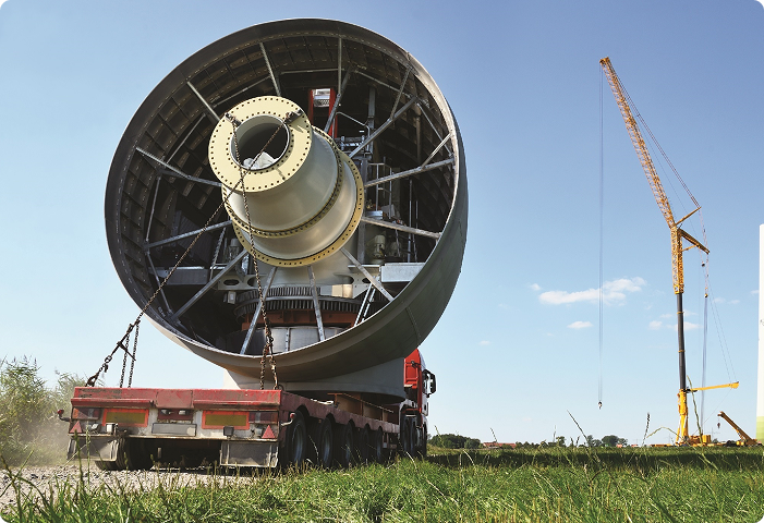 Renewable energy transportation for wind turbine components