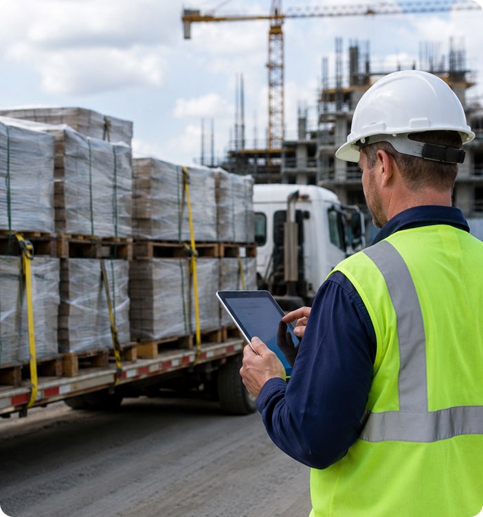 Oversized construction equipment transport with permits and route planning