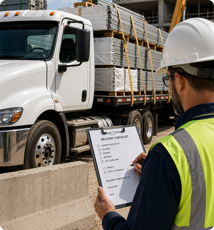 Construction freight transportation for infrastructure materials