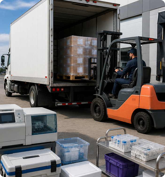 Laboratory equipment transport for analyzers and testing instruments