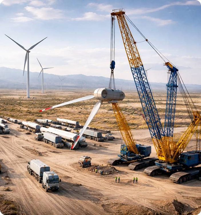 Wind turbine transportation for renewable energy installations