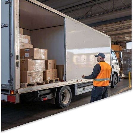 Commercial box truck transportation for business freight deliveries